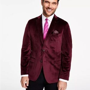 Mens Brown Slim Fit Velvet Blazer
